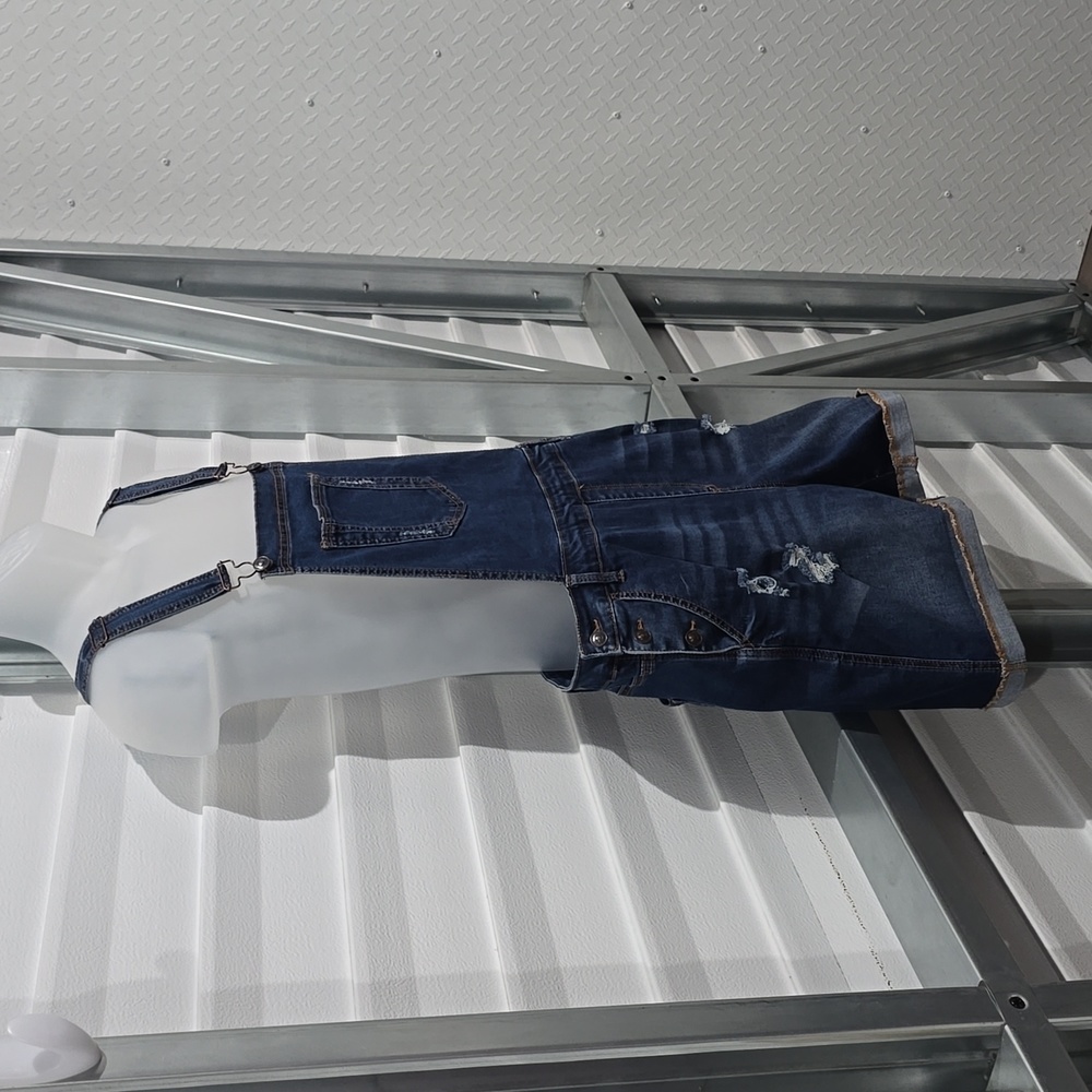 WAX JEANS Distressed Overalls Shorts Size M - Picture 4 of 15